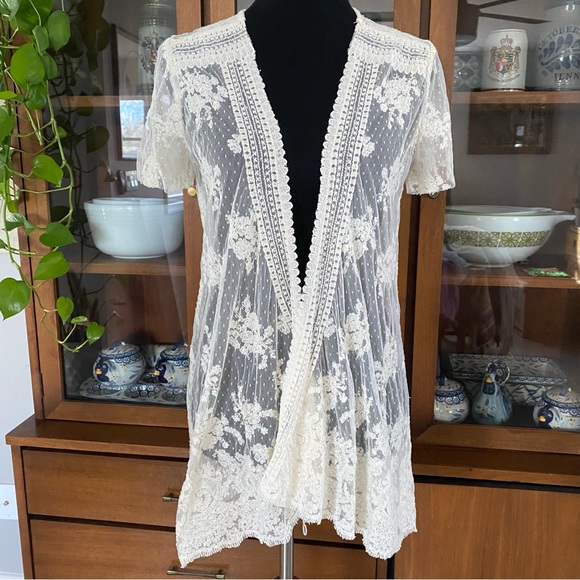 Sundance Tops - Sundance Ivory Divine Lace Kimono Overlay